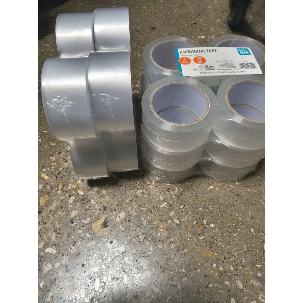 1pck 4 R-Pen+Gear Clear Carton Sealing Packaging Tape Low Noise 1.88 in x 55 yd